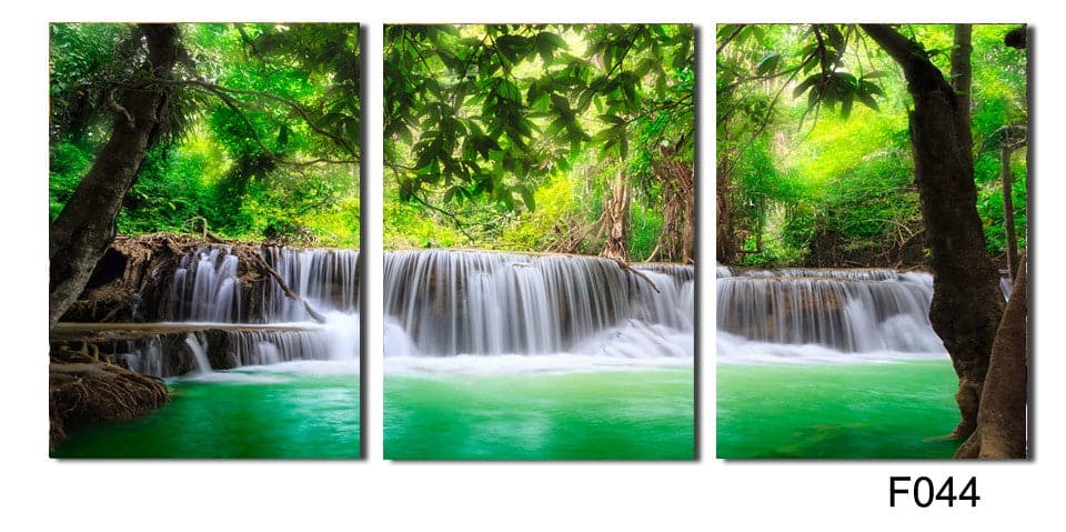 Pine Stretched  Framed 3 Panels - Water fall