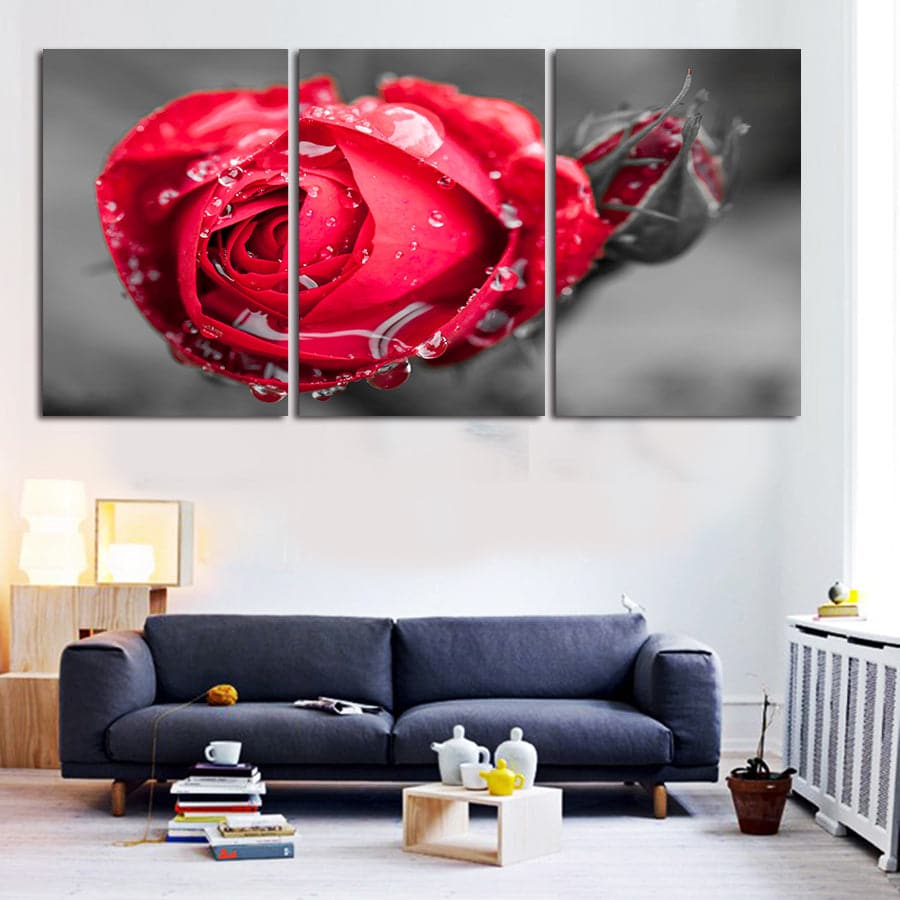 Framed 3 Panels - Rose