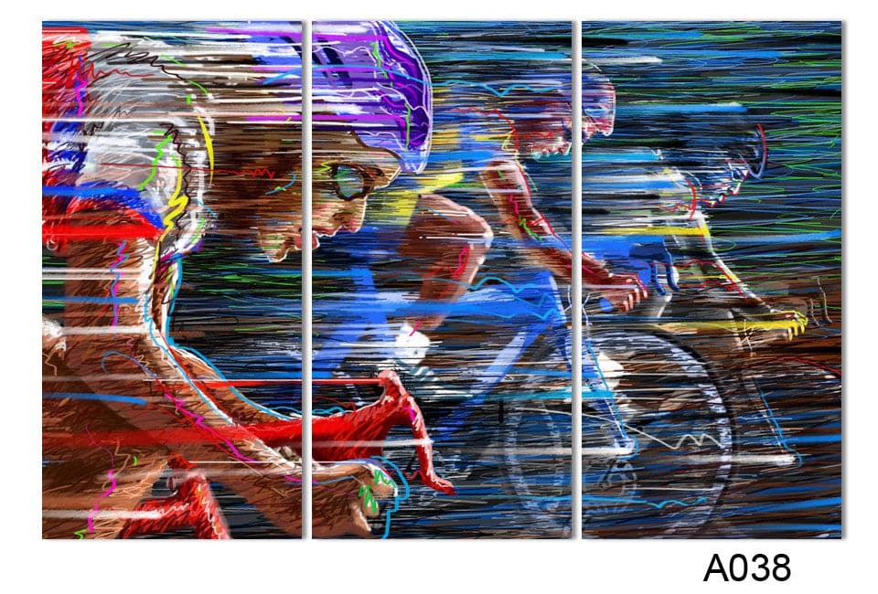 Framed 3 Panels - Bicycle race