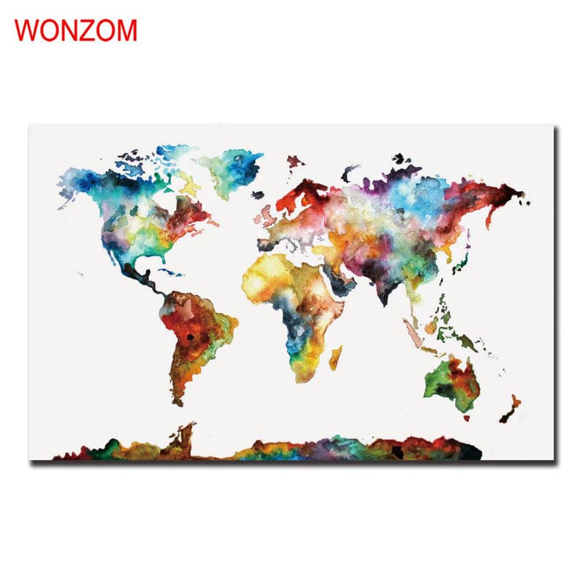 Pine Stretched Stretched 1 Panel - World Map