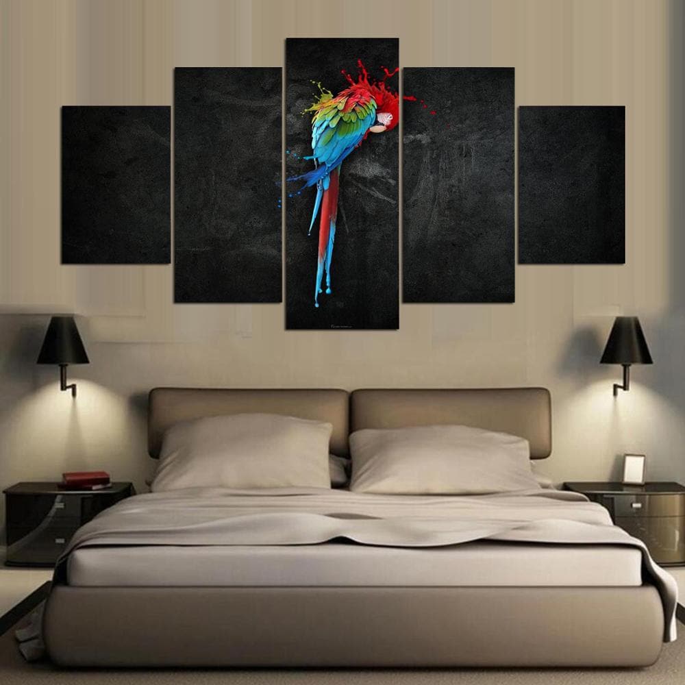 Framed 5 Panels - Parrot