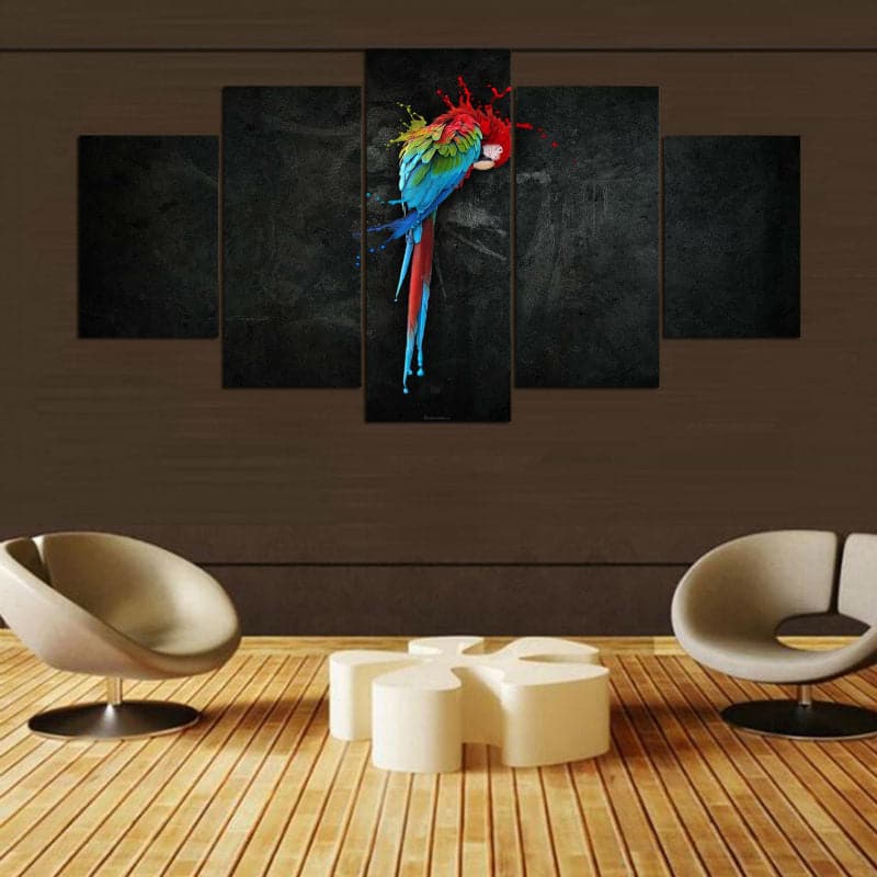 Framed 5 Panels - Parrot