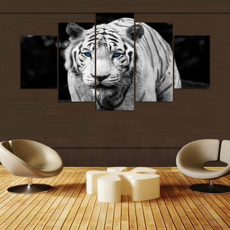 Framed 5 Panels - Tiger