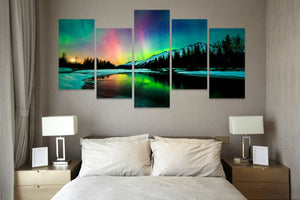 Framed 5 Panels - Northern lights