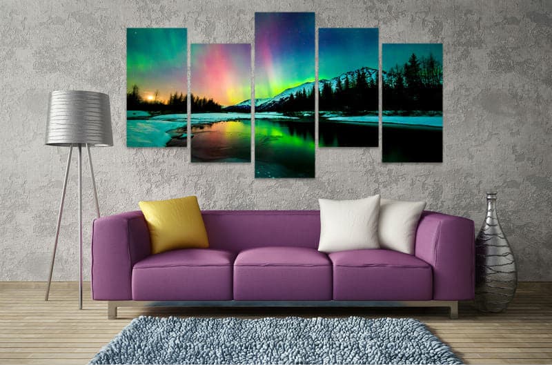 Framed 5 Panels - Northern lights
