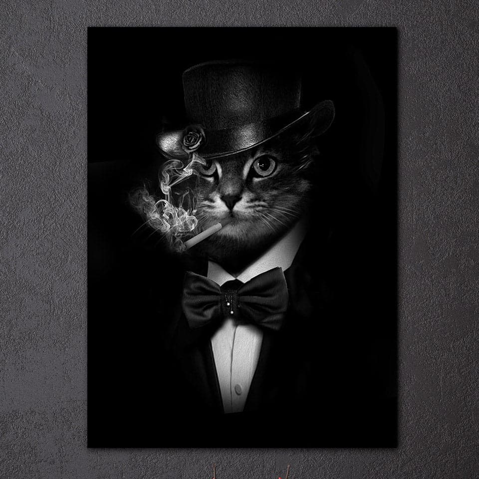 Pine Stretched  Framed 1 Panel - Gentleman Cat