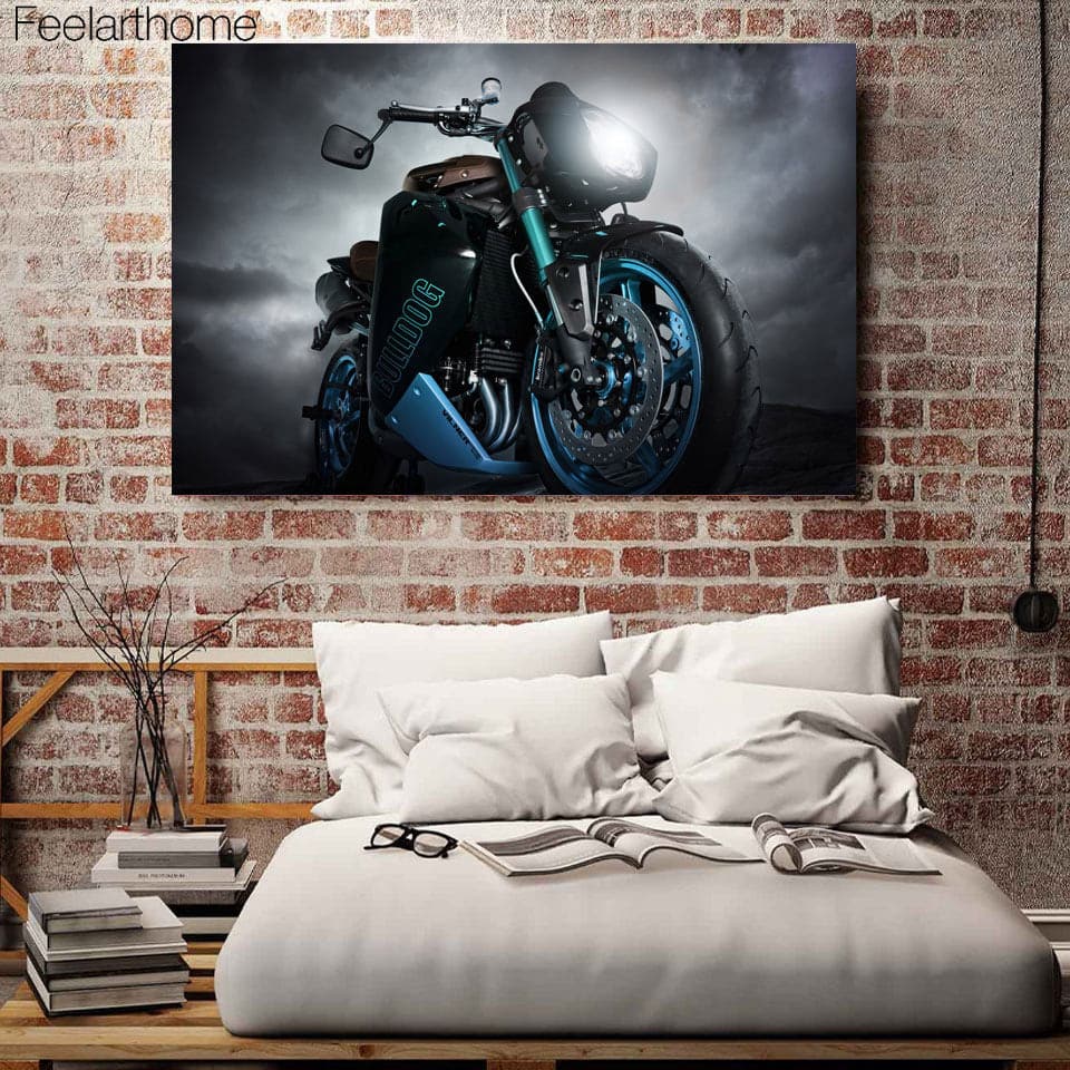 Pine Stretched  Framed 1 Panel - Sport Motorbike