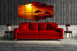 Framed 5 Panels - Dolphin