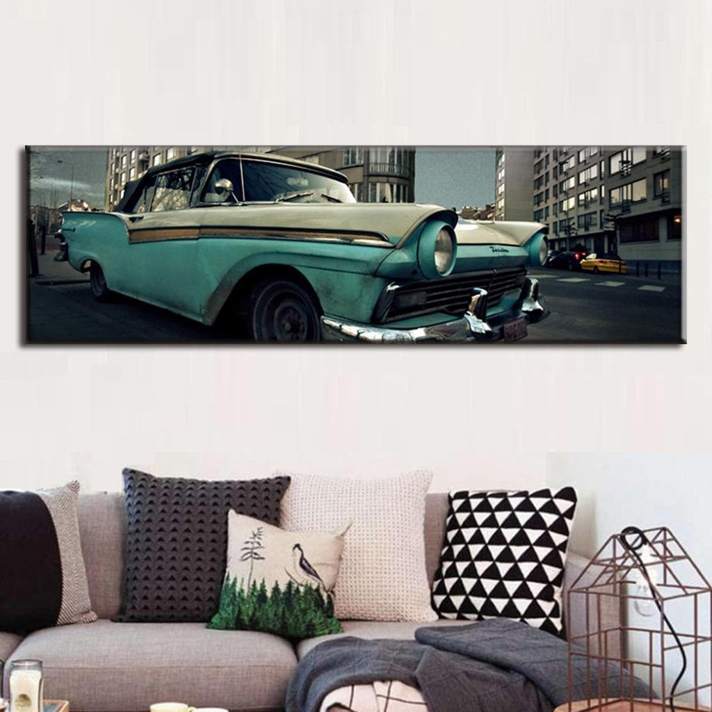 Pine Stretched  Framed 1 Panel - Classic Car