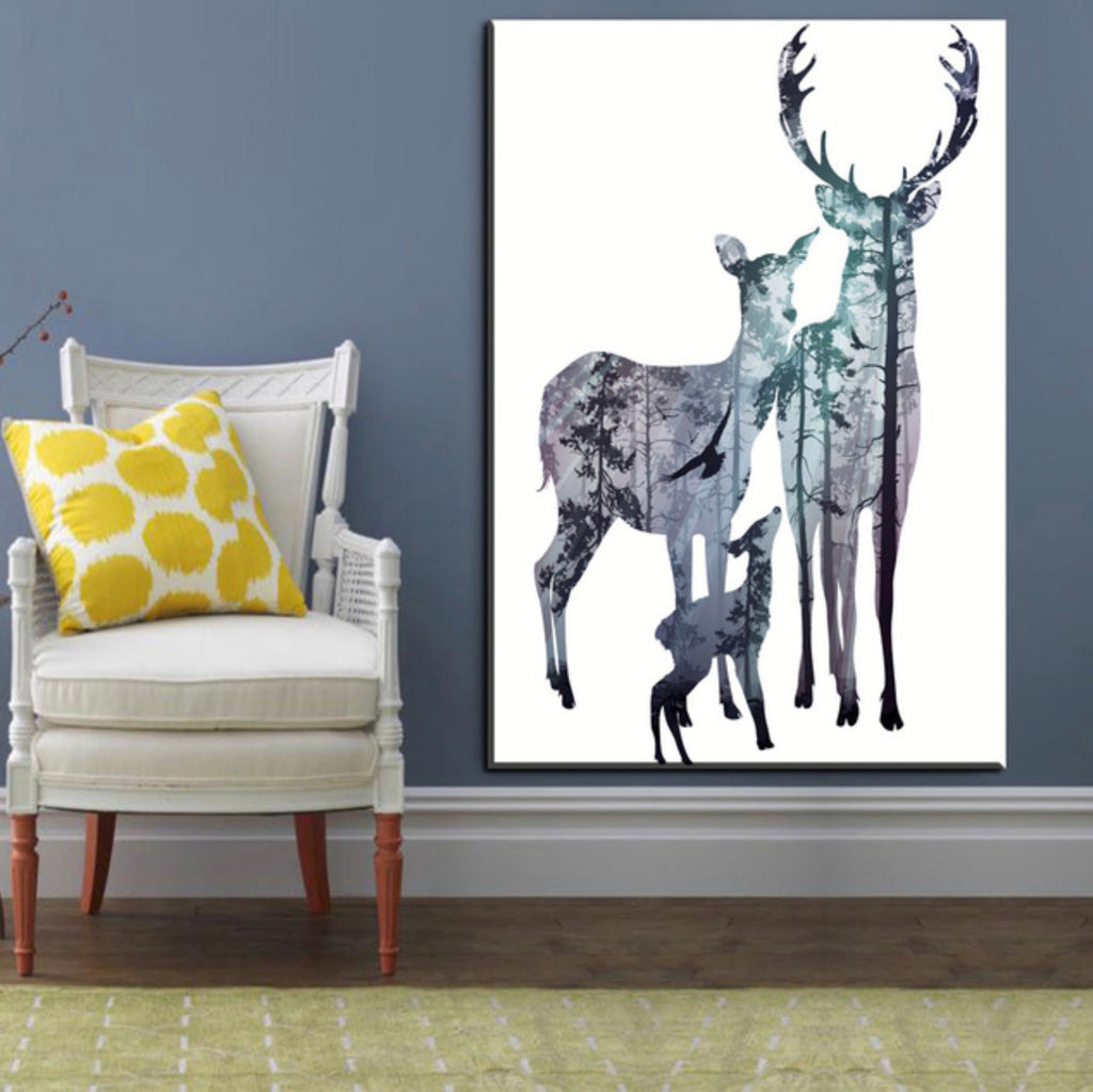 Pine Stretched  Framed 1 Panel - Deer