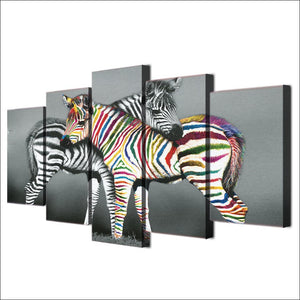 Framed 5 Panels - Zebra