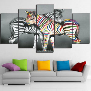 Framed 5 Panels - Zebra