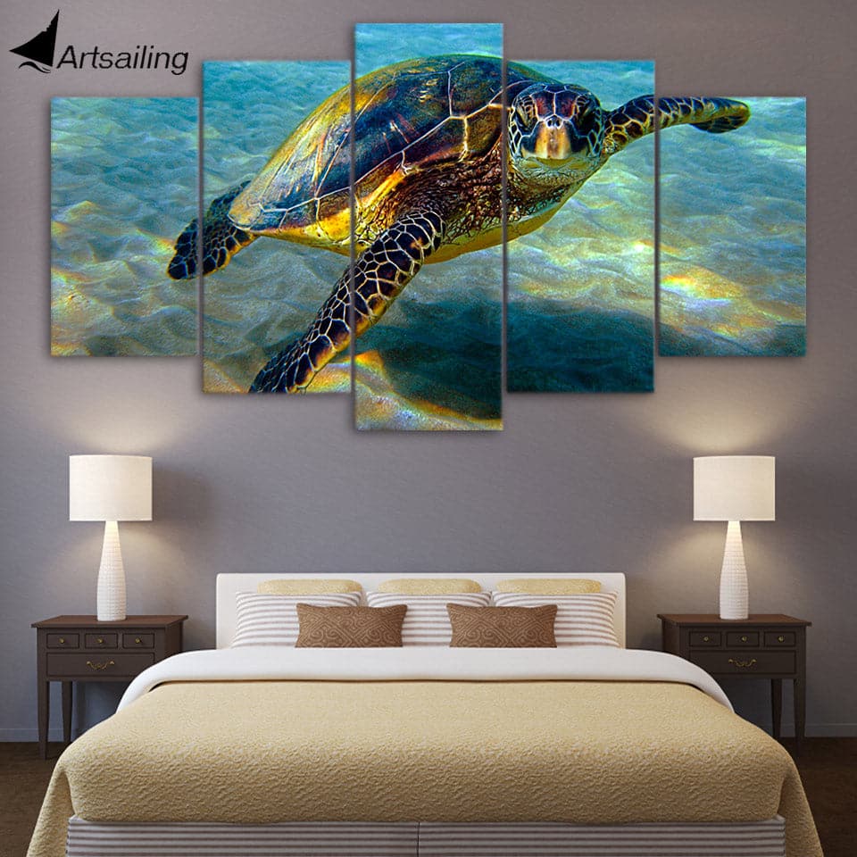 Framed 5 Panels - Sea Turtle