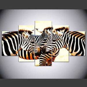 Framed 5 Panels - Zebra