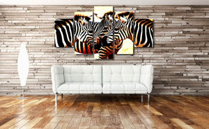 Framed 5 Panels - Zebra