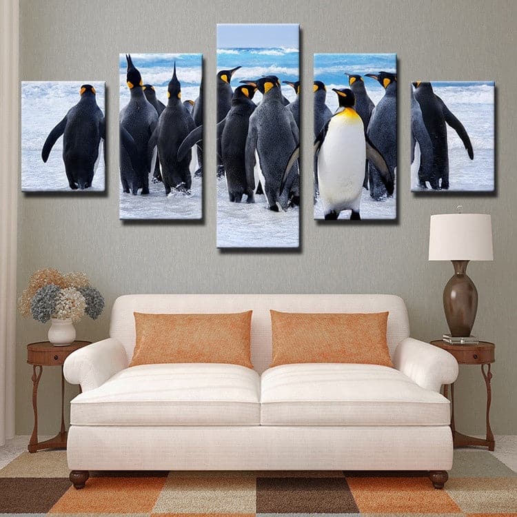 Framed 5 Panels - Penguin