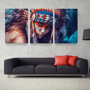 Framed 3 Panels  - America Indiana Women