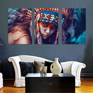 Framed 3 Panels  - America Indiana Women