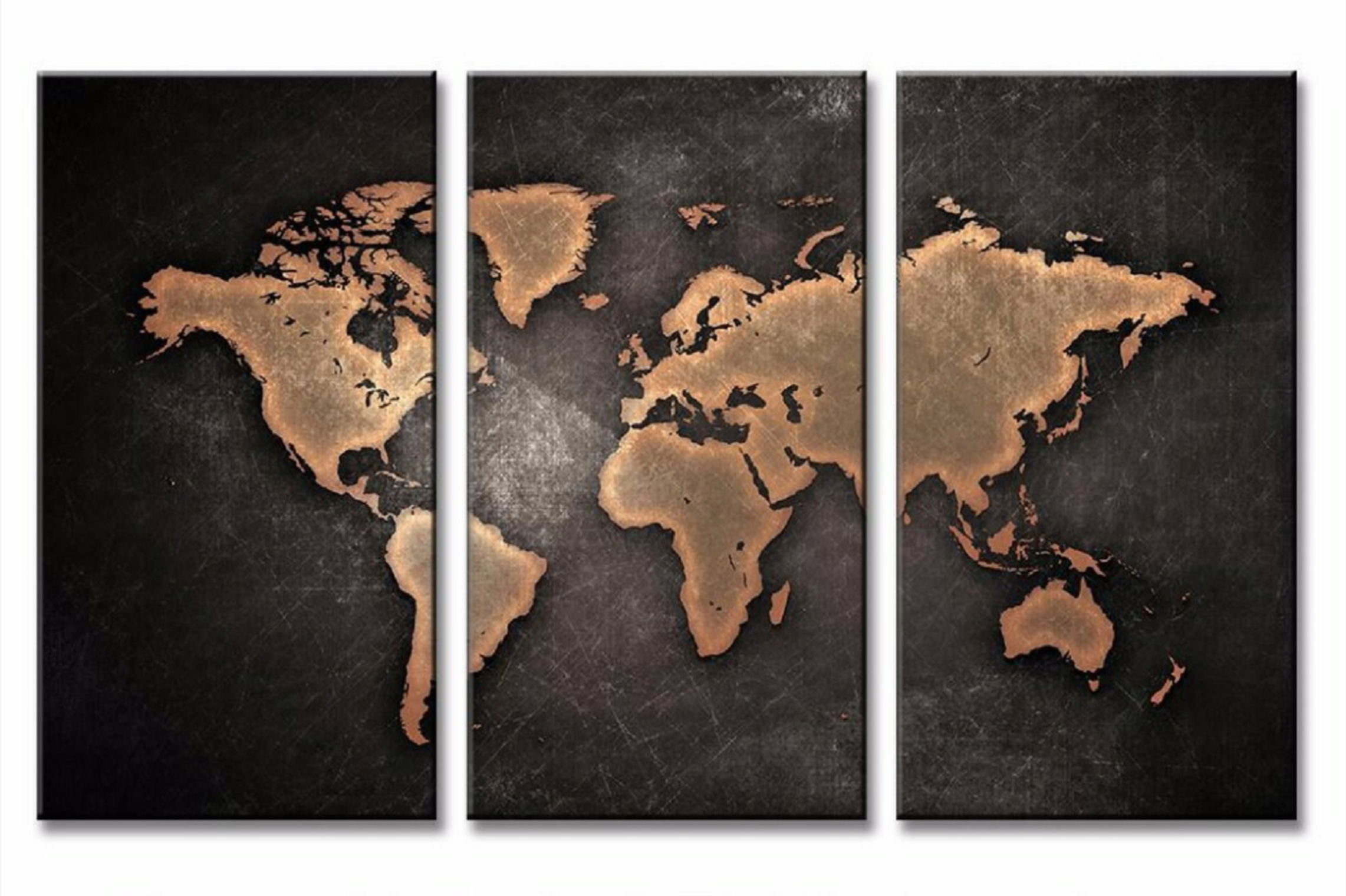 Framed 3 Panels  - World Map