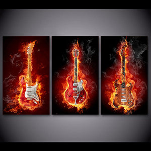 Framed 3 Panels - Guitars