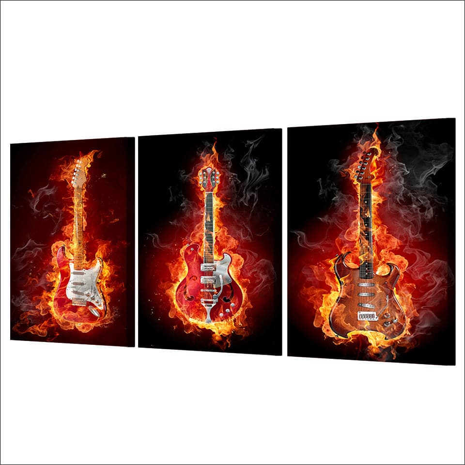 Framed 3 Panels - Guitars