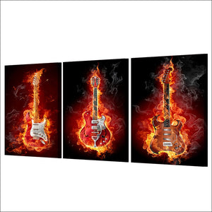 Framed 3 Panels - Guitars