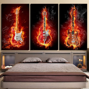 Framed 3 Panels - Guitars