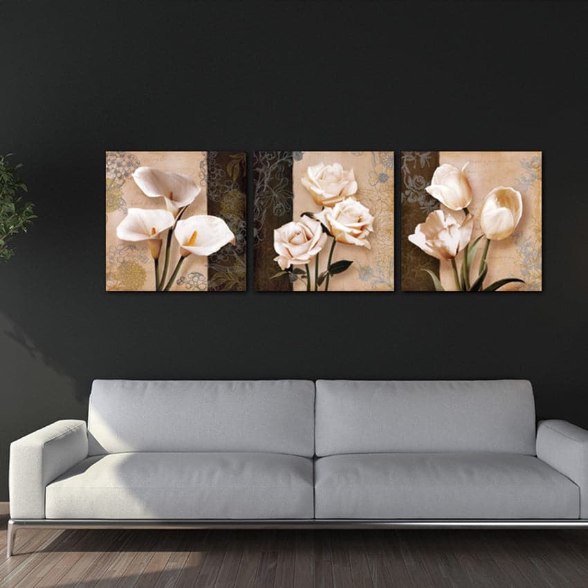 Framed 3 Panels - Flowers