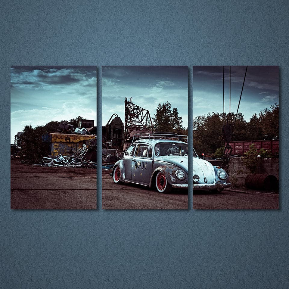 Pine Stretched  Framed 3 Panels - Volkswagen Beetle