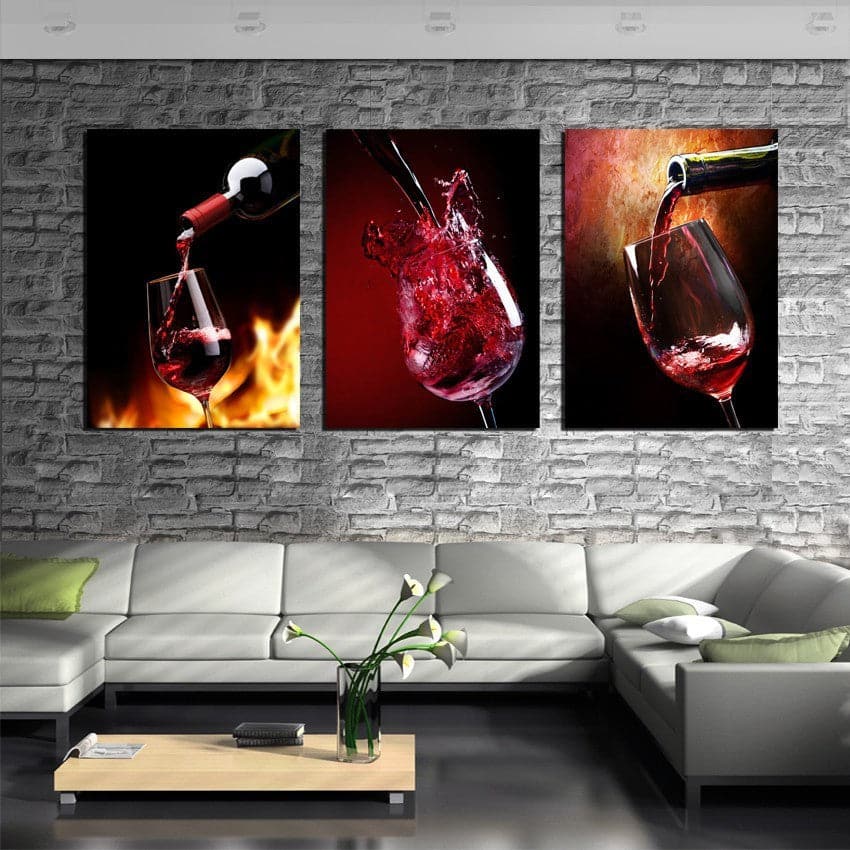 Framed 3 Panels - Wine