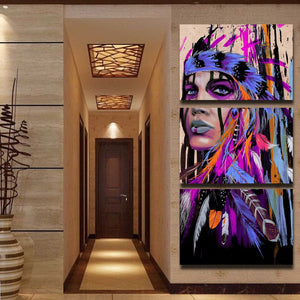 Framed 3 Panels - America Indiana Women