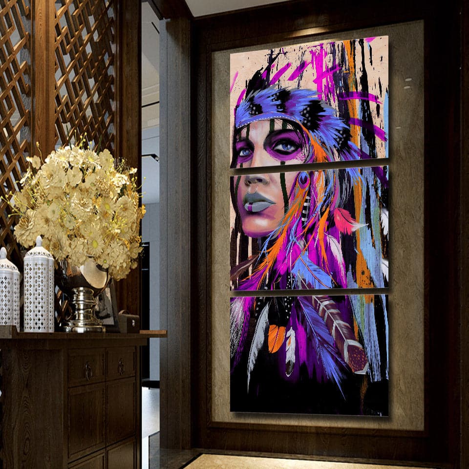 Framed 3 Panels - America Indiana Women