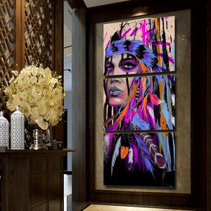 Framed 3 Panels - America Indiana Women