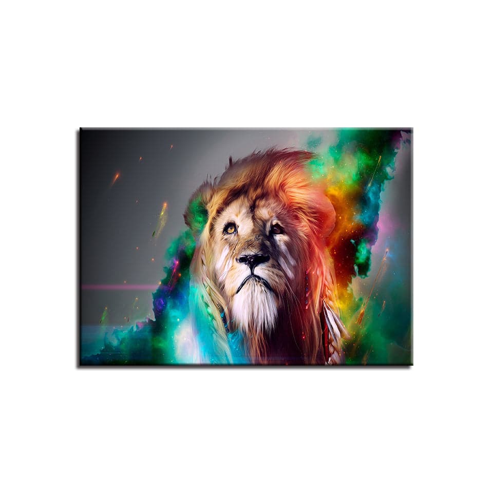 Pine Stretched  Framed 1 Panel - Lion