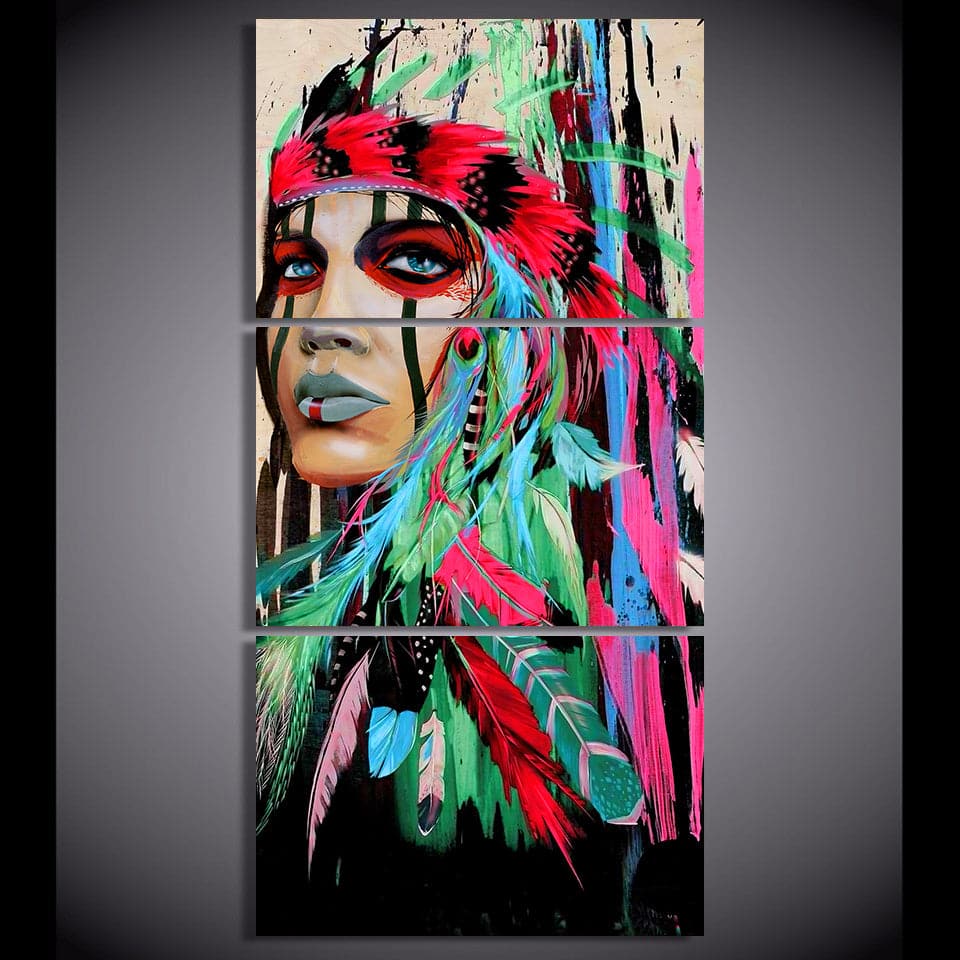 Framed 3 Panels - America Indiana Women