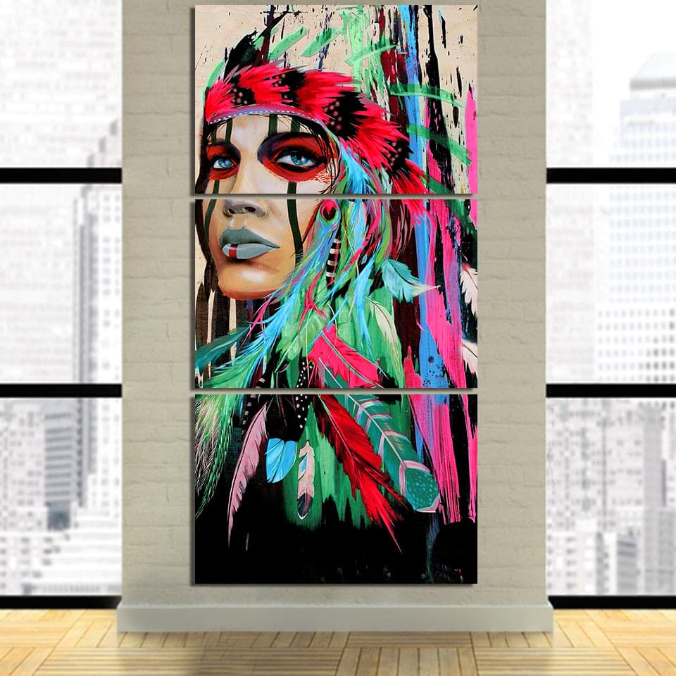 Framed 3 Panels - America Indiana Women