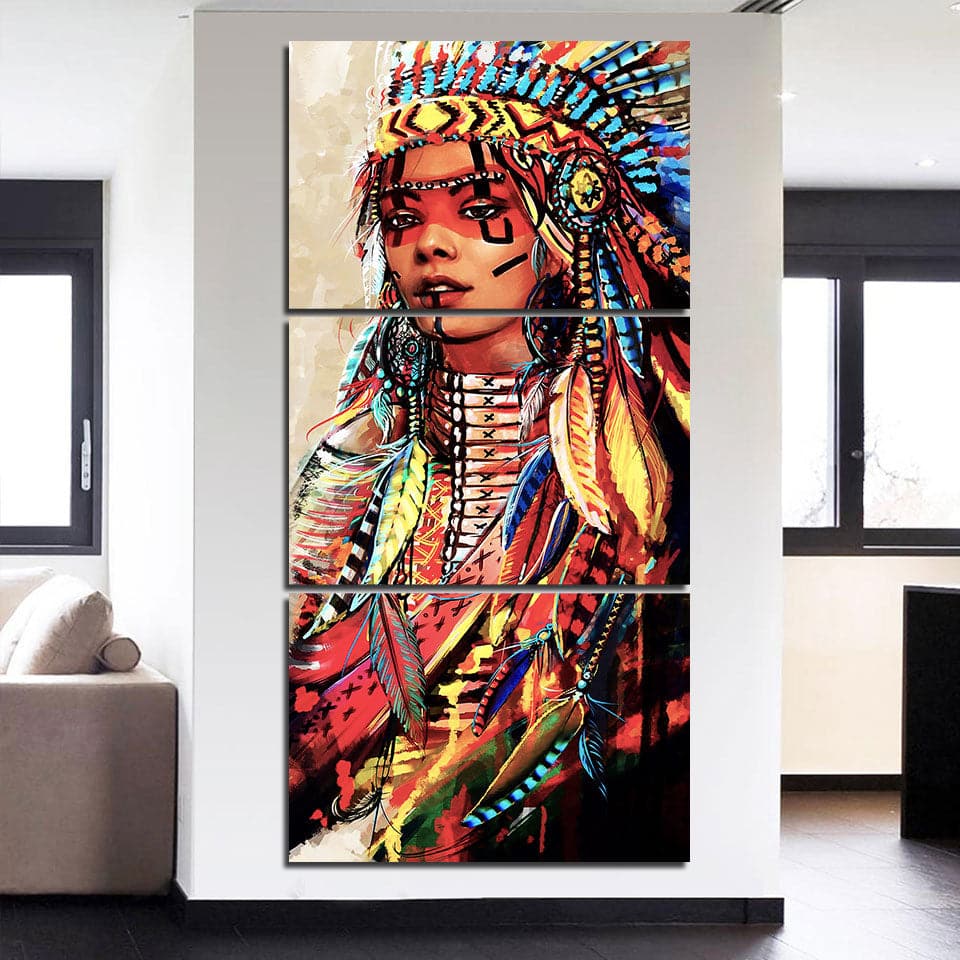Framed 3 Panels - America Indiana Women