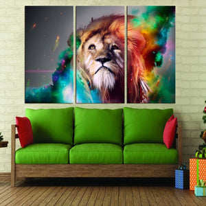 Framed 3 Panels - Lion
