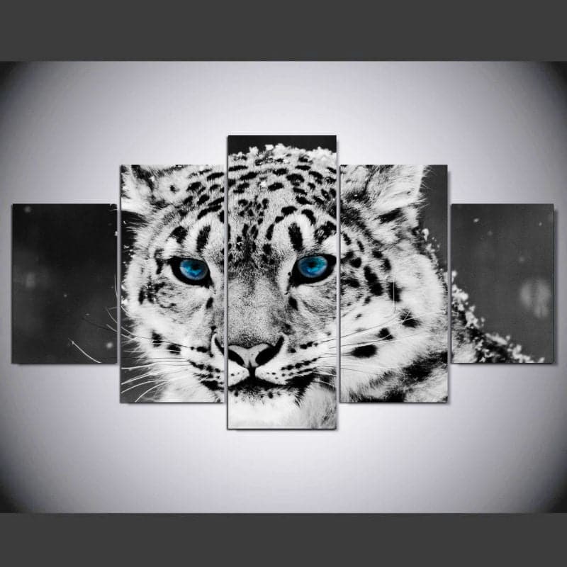 Framed 5 Panels - Leopard
