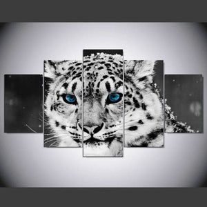 Framed 5 Panels - Leopard