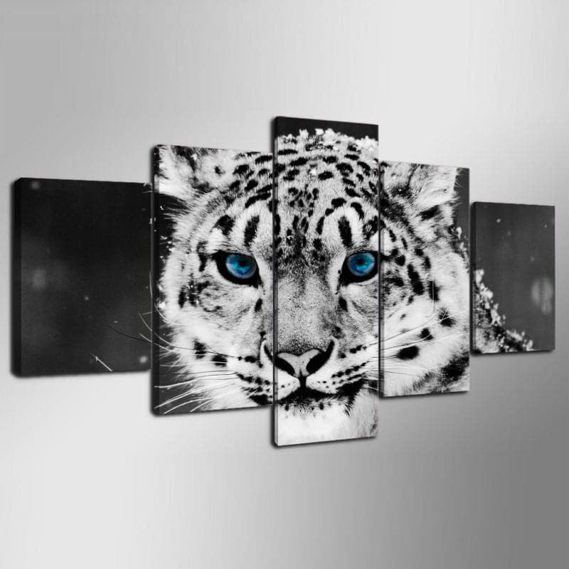 Framed 5 Panels - Leopard