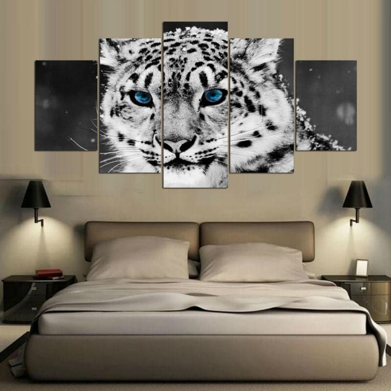 Framed 5 Panels - Leopard
