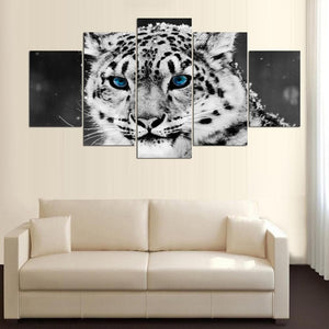 Framed 5 Panels - Leopard