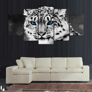 Framed 5 Panels - Leopard