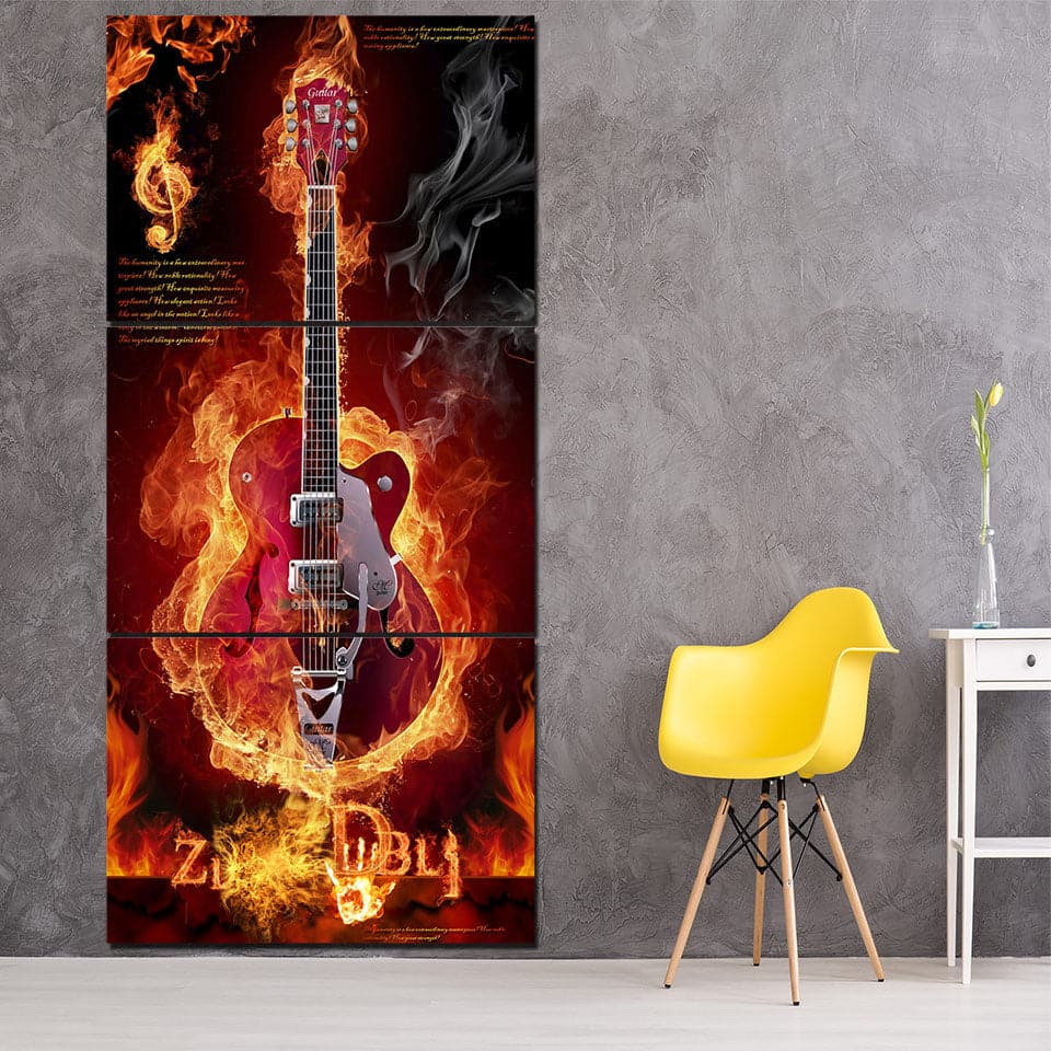 Framed 3 Panels - Guitar