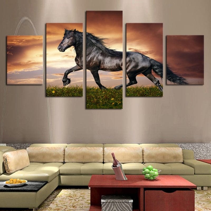 Framed 5 Panels - Horse