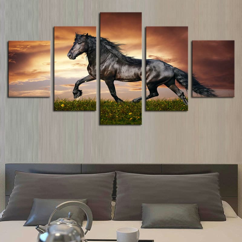 Framed 5 Panels - Horse