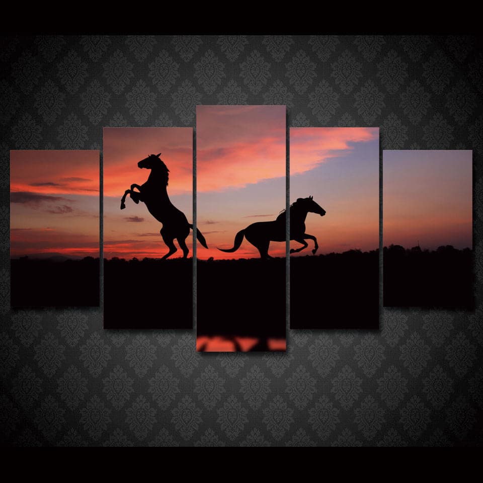 Framed 5 Panels - Horse