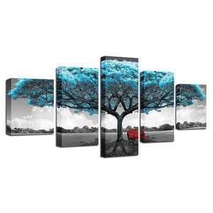 Framed 5 Panels - Tree