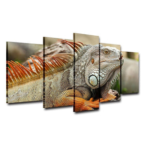 Framed 5 Panels - Lizard